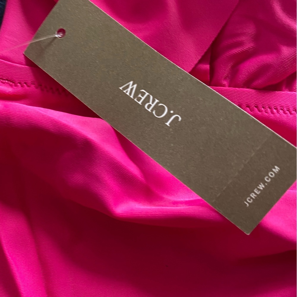 J. Crew Fuchsia Pink Ruched Ruffle One Piece Swimsuit Bathing Suit Women’s NEW - Picture 5 of 12